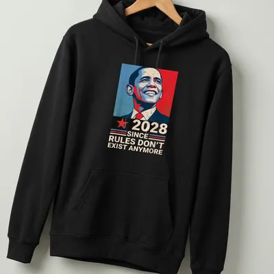 Vintage poster-style t-shirt featuring Barack Obama with satirical text. — printed on a unisex hoodie