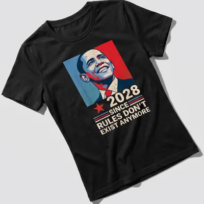 Vintage poster-style t-shirt featuring Barack Obama with satirical text. — printed on a women's shirt