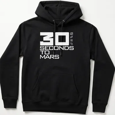 Bold typography design featuring the 30 Seconds To Mars logo in white — printed on a unisex hoodie