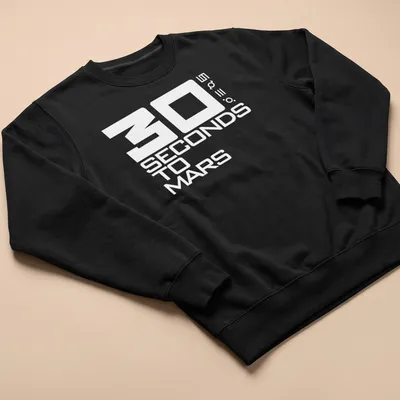 Bold typography design featuring the 30 Seconds To Mars logo in white — printed on a unisex sweatshirt