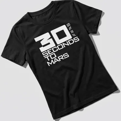 Bold typography design featuring the 30 Seconds To Mars logo in white — printed on a women's shirt