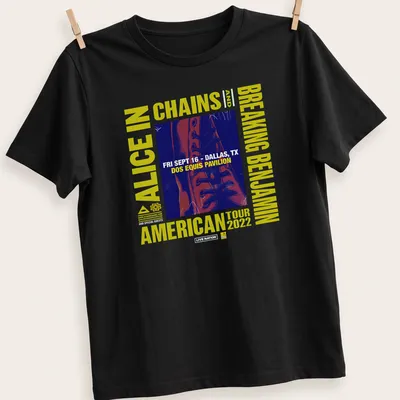 Alice In Chains and Breaking Benjamin concert t-shirt featuring a laced leather boot