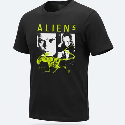 Minimalist graphic of an alien with neon green and white typography