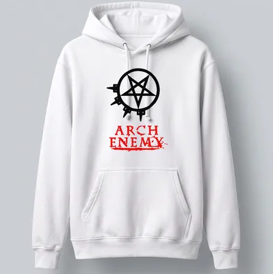 Bold graphic t-shirt featuring Arch Enemy text and a pentagram symbol — printed on a unisex hoodie