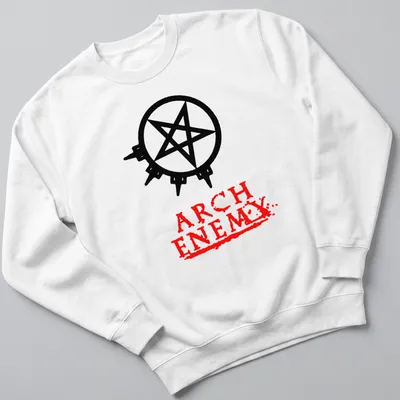 Bold graphic t-shirt featuring Arch Enemy text and a pentagram symbol — printed on a unisex sweatshirt