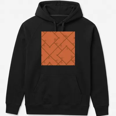 T-shirt featuring a light orange bamboo lattice pattern in modern chinoiserie style — printed on a unisex hoodie