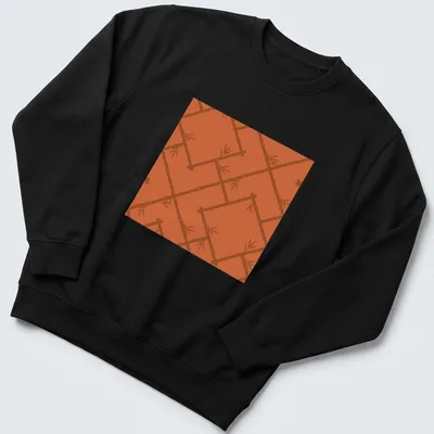 T-shirt featuring a light orange bamboo lattice pattern in modern chinoiserie style — printed on a unisex sweatshirt