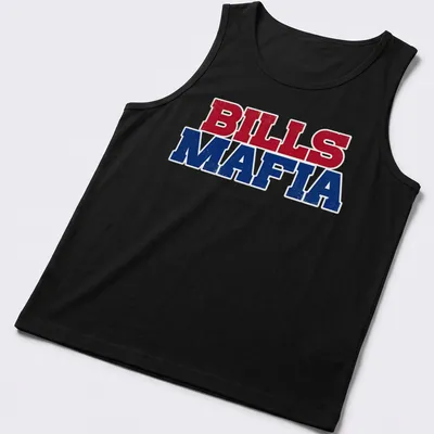 Vintage distressed Buffalo Bills T-shirt with bold lettering — printed on a tank top