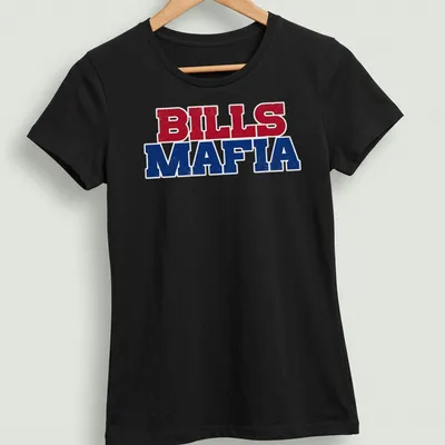 Vintage distressed Buffalo Bills T-shirt with bold lettering — printed on a women's shirt