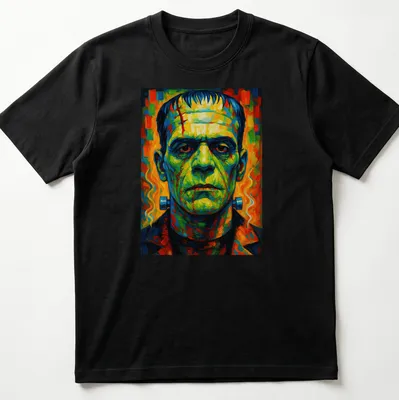 Vibrant expressionist Frankenstein's monster t-shirt in multiple colors