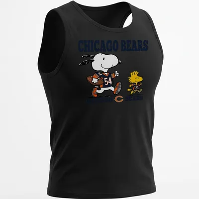 Cartoon design of Snoopy and Woodstock supporting Chicago Bears football. — printed on a tank top