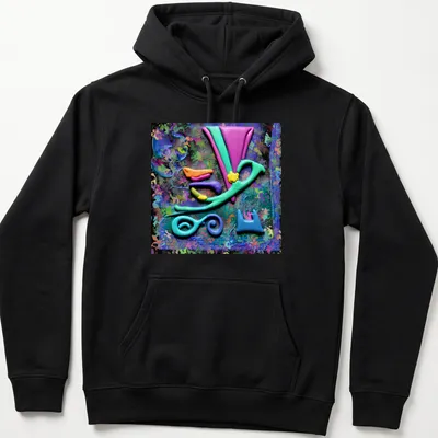 Colorful geometric abstract oil slick design in vibrant colors. — printed on a unisex hoodie