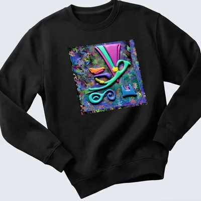 Colorful geometric abstract oil slick design in vibrant colors. — printed on a unisex sweatshirt