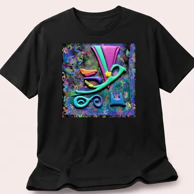 Colorful geometric abstract oil slick design in vibrant colors.