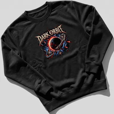 Cosmic scene T-shirt with planet and rings, featuring vivid space colors. — printed on a unisex sweatshirt
