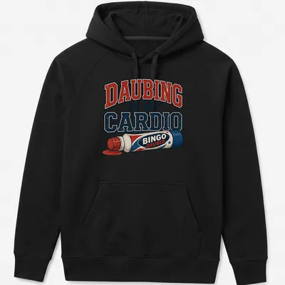 Vintage distressed T-shirt featuring bingo dauber graphic and humorous text — printed on a unisex hoodie