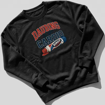 Vintage distressed T-shirt featuring bingo dauber graphic and humorous text — printed on a unisex sweatshirt