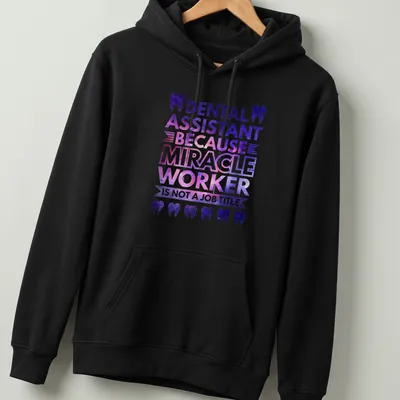 Galaxy-themed t-shirt for dental assistants with a whimsical tooth design — printed on a unisex hoodie