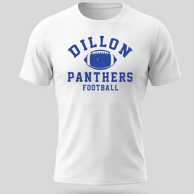Distressed vintage Dillon Panthers Football t-shirt with bold lettering