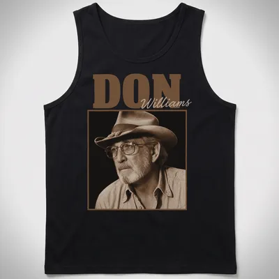 Vintage sepia t-shirt featuring Don Williams in earthy tones — printed on a tank top
