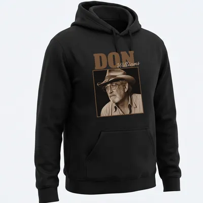 Vintage sepia t-shirt featuring Don Williams in earthy tones — printed on a unisex hoodie