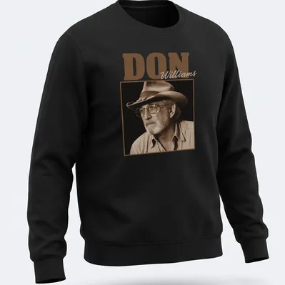 Vintage sepia t-shirt featuring Don Williams in earthy tones — printed on a unisex sweatshirt