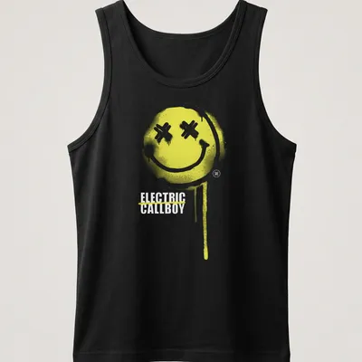 Graffiti style Electric Callboy tee featuring a playful smiley face — printed on a tank top