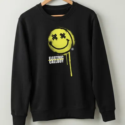 Graffiti style Electric Callboy tee featuring a playful smiley face — printed on a unisex sweatshirt