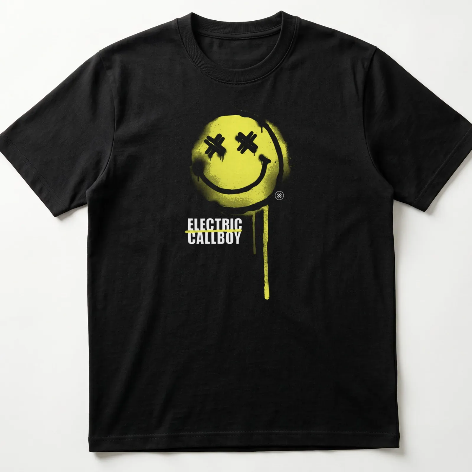 Graffiti style Electric Callboy tee featuring a playful smiley face — printed on a unisex t-shirt