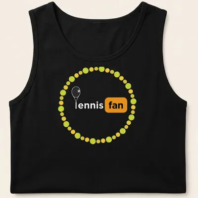 Playful tennis fan t-shirt featuring a pattern of colorful tennis balls — printed on a tank top