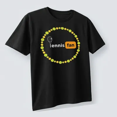 Playful tennis fan t-shirt featuring a pattern of colorful tennis balls — printed on a unisex t-shirt (angled view)