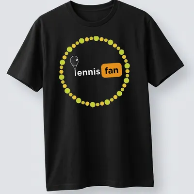 Playful tennis fan t-shirt featuring a pattern of colorful tennis balls