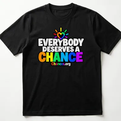 Colorful rainbow heart design with text promoting second chances