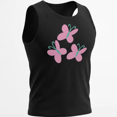 Kawaii pink butterflies design on a light pink t-shirt with aqua accents. — printed on a tank top