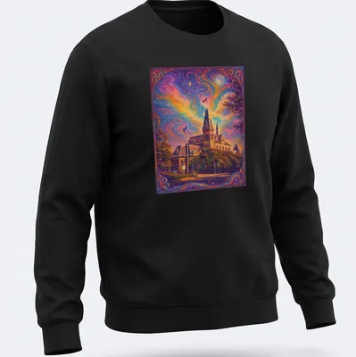 Psychedelic shirt showcasing Gallaudet University in vibrant colors — printed on a unisex sweatshirt
