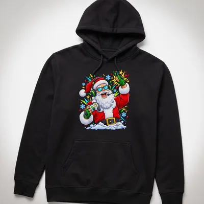 Gamer Christmas t-shirt with bold typography celebrating video game culture — printed on a unisex hoodie