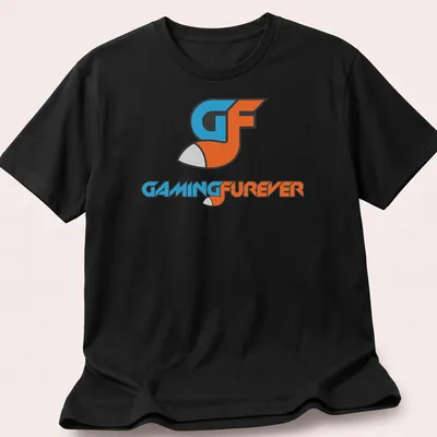 Modern GF Gaming Forever t-shirt with blue, orange, and white logo lettering