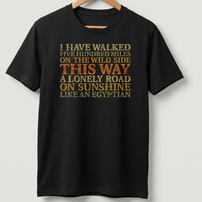 Vintage distressed shirt featuring humorous text about walking like an Egyptian.