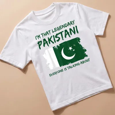 Distressed T-shirt featuring the Pakistani flag and bold text about being legendary.