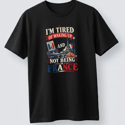 Vintage retro Paris design with text about waking up in France