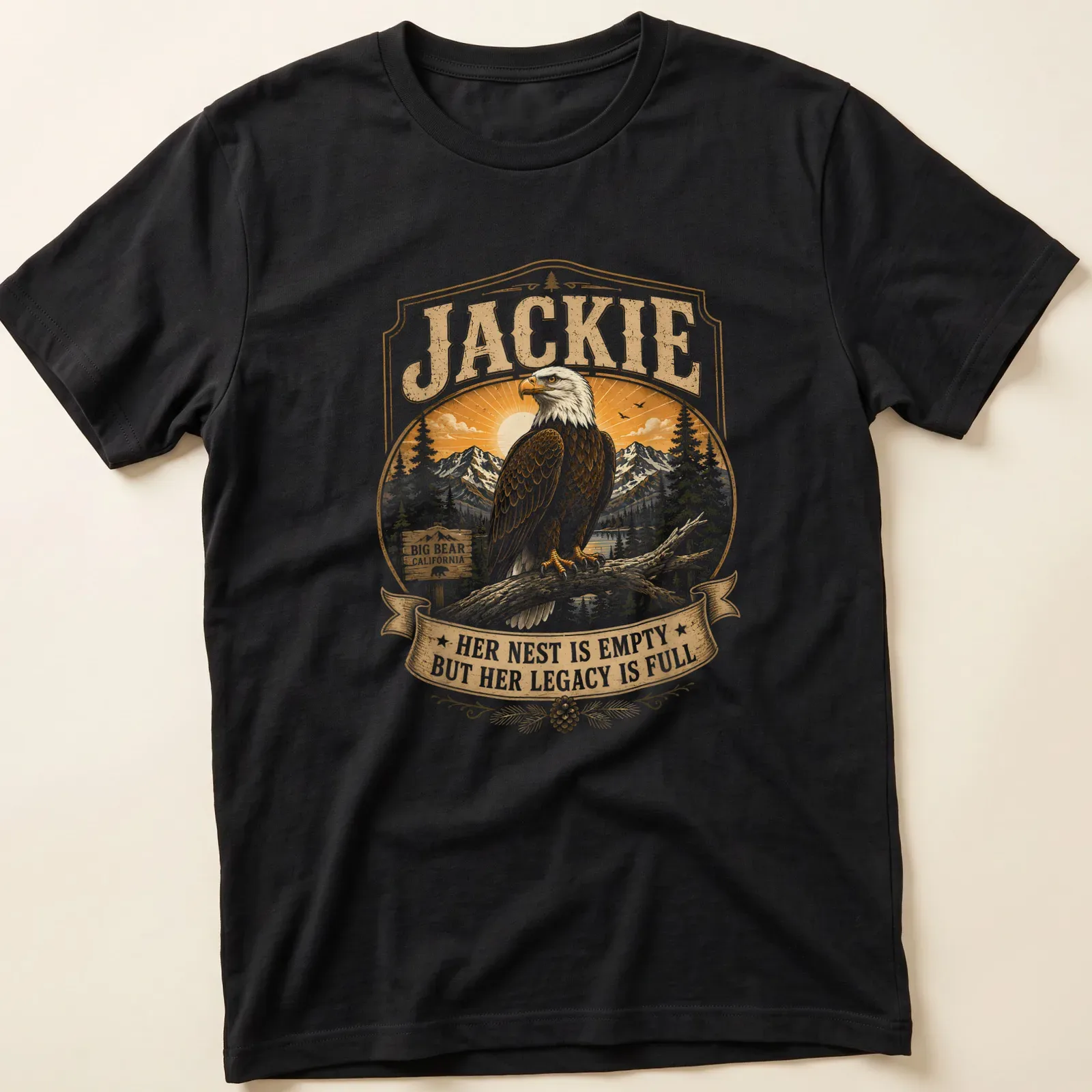 Vintage-style graphic tee featuring a bald eagle and text about legacy — printed on a unisex t-shirt