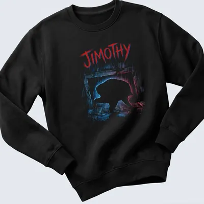 Grunge style print of a raccoon named Jimothy crawling out of a storm drain — printed on a unisex sweatshirt