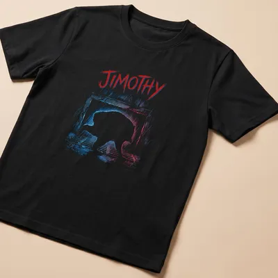 Grunge style print of a raccoon named Jimothy crawling out of a storm drain