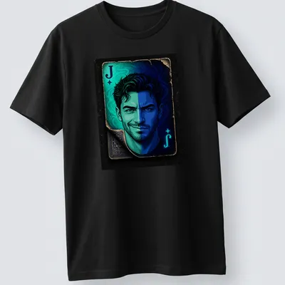 Vibrant illustration of the Joker playing card face featuring the letter J