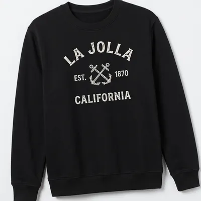 Vintage La Jolla t-shirt with crossed anchors and established date — printed on a unisex sweatshirt