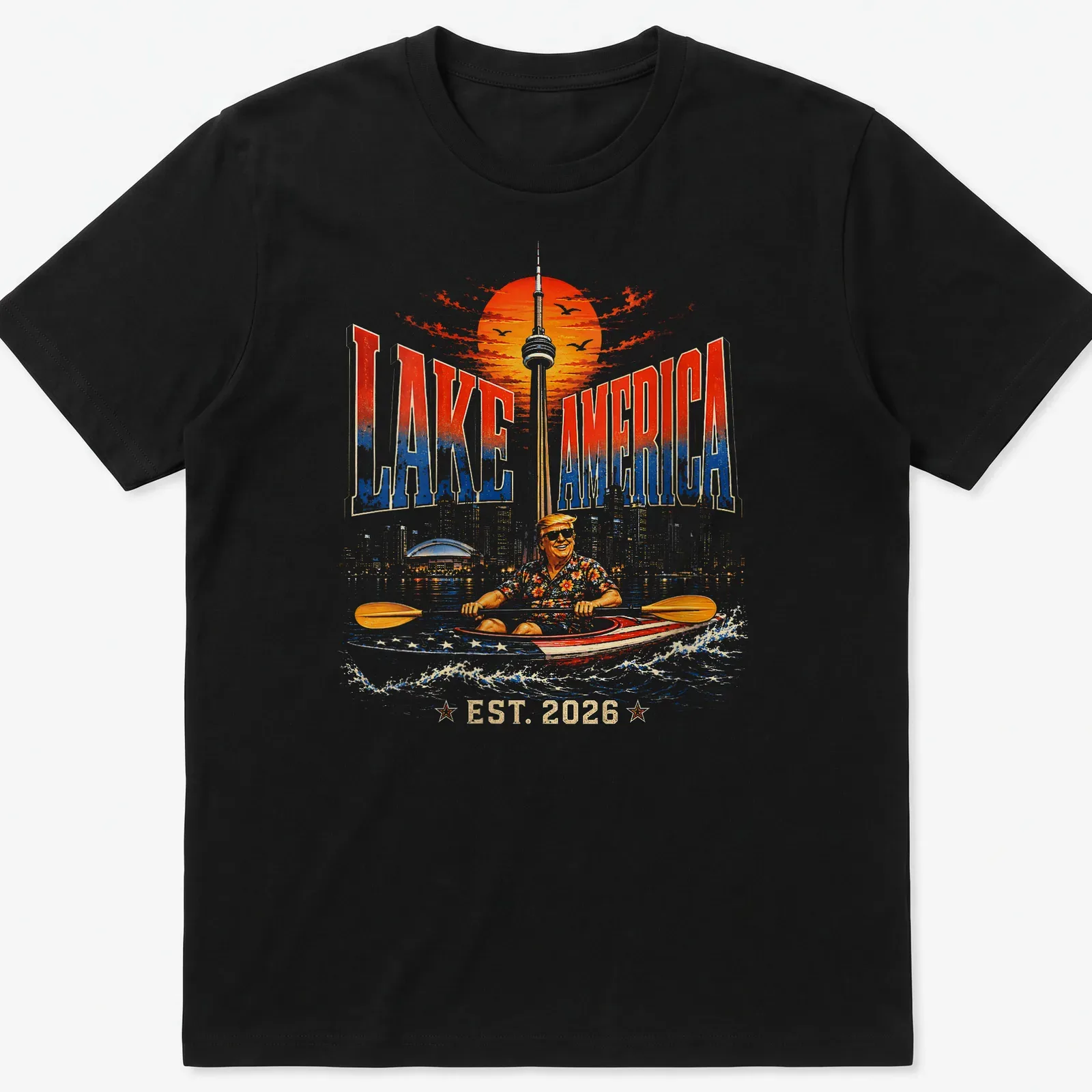 Vintage kayaking graphic tee with retro style and nostalgic colors — printed on a unisex t-shirt