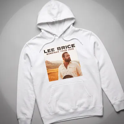 Photographic print of Lee Brice for the Sunriser Tour 2026 — printed on a unisex hoodie