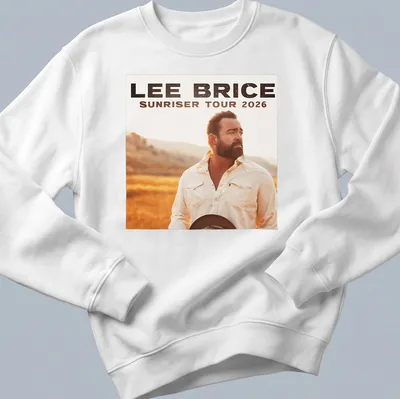 Photographic print of Lee Brice for the Sunriser Tour 2026 — printed on a unisex sweatshirt
