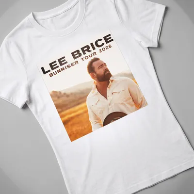 Photographic print of Lee Brice for the Sunriser Tour 2026 — printed on a women's shirt