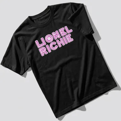 Neon pink and white printed Lionel Richie logo t-shirt